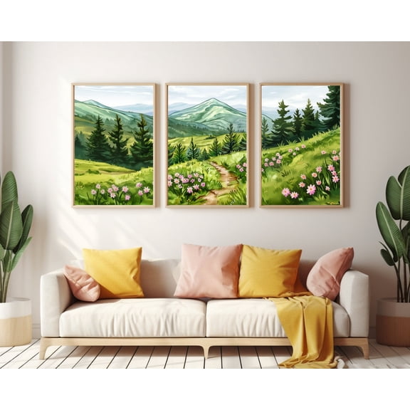 Roan Mountain Poster Appalachian Trail Landscape Art Nature Wall Decor North Carolina Poster Blue Ridge Mountain Art, Stretched Canvas