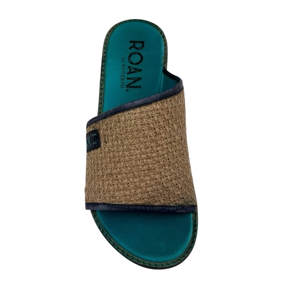 Roan by Bed Stu Womens Hara Leather Woven Jute Slide Sandals Size 7.5 Brown Tan