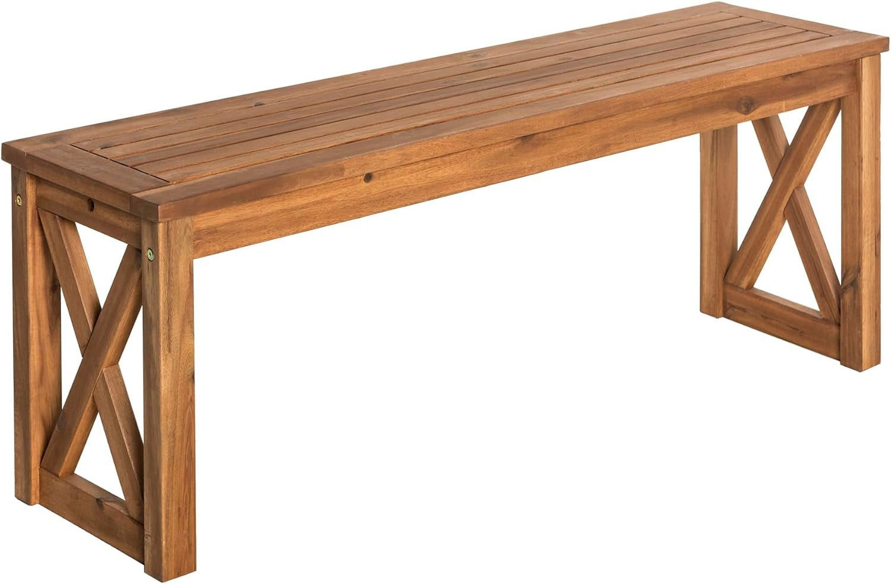 Roanoke Modern Solid Acacia Wood X Frame tdoor Bench, 52 Inch, Brown