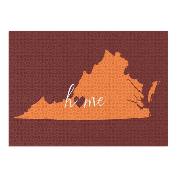 Roanoke, Virginia, Home State, White on Maroon (1000 Piece Puzzle, Size 19x27, Challenging Jigsaw Puzzle for Adults and Family, Made in USA)