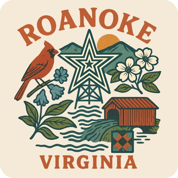 Roanoke Virginia Keepsakes Souvenir Vinyl Sticker – Destination Travel Keepsake Collectible (3-Inches Wide)