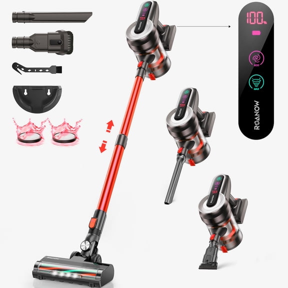 Roanow Cordless Vacuum Cleaner, 38KPA/55Mins Stick Vacuum for Home