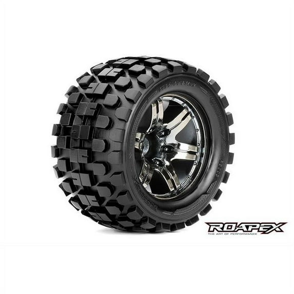 Roapex R/C R3003-CB2 Rhythm 1/10 Monster Truck Tire Chrome Black Wheel with 1/2