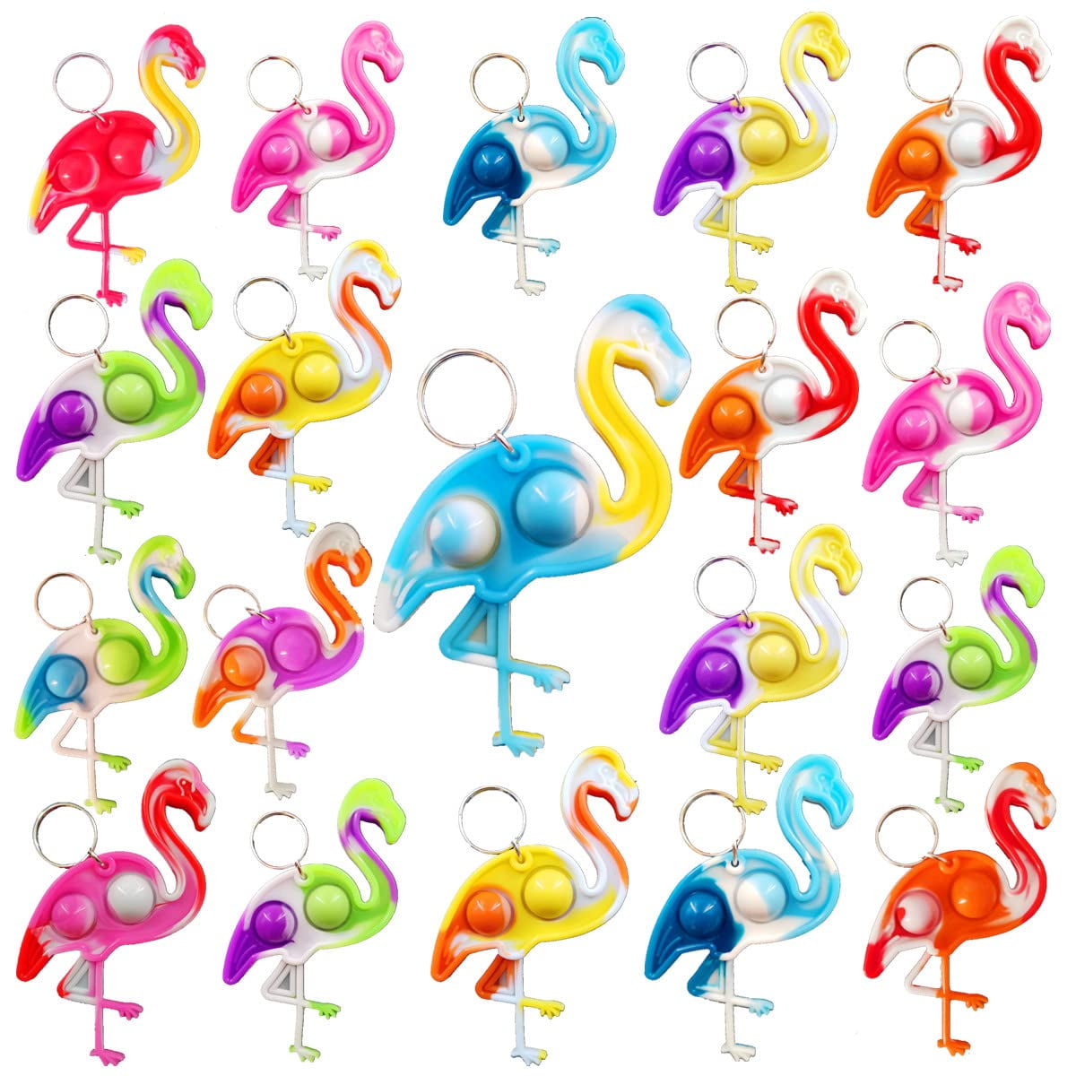 Roaqua 24 Packs Flamingo Bulk Mini pop Fidget Gift for Holiday Boys and Girls Kids Party Favors Supplies and Classroom Students Prize C40