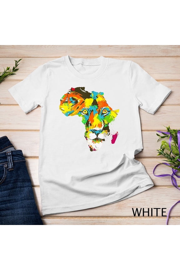 Roar Africa Map Lion Face Reggae Rasta Design T-Shirt