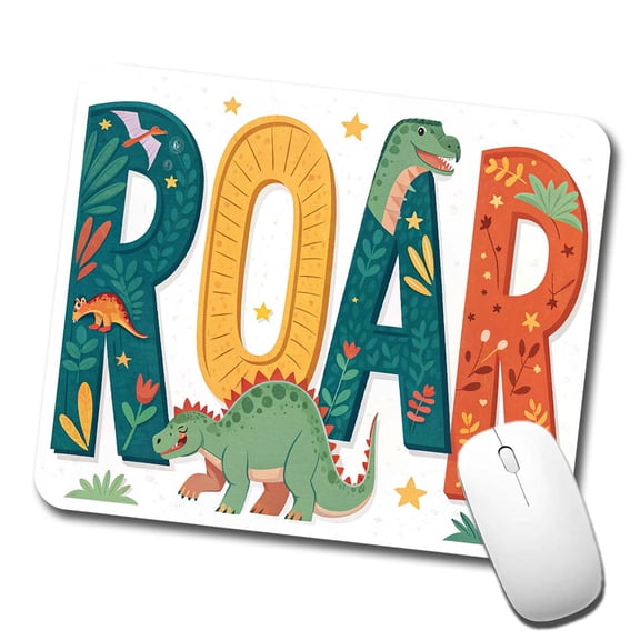 Roar Bold Colorful Dinosaurs Cute Mouse Pad Low Profile Gaming Mat
