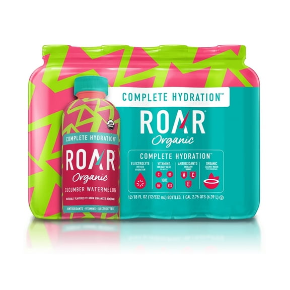 Roar Complete Hydration Organic - Cucumber Watermelon - 12 x 18 oz