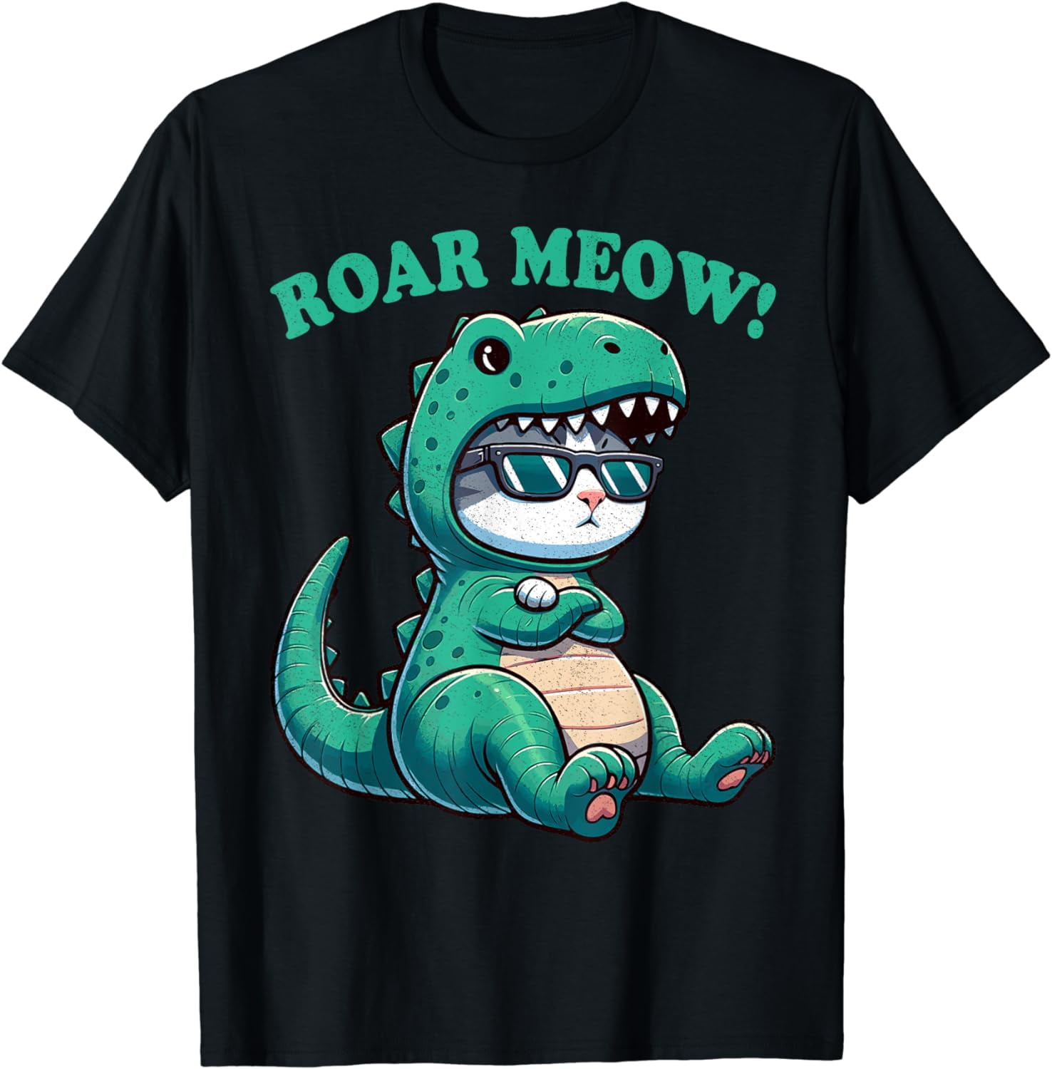 Funny Cat Riding a Dinosaur Unique Trendy T Shirt - Kid