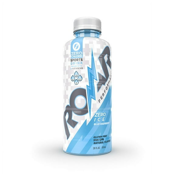 Roar Performance Zero Ice Blue Raspberry 20 oz Plastic Bottles - Pack of 12