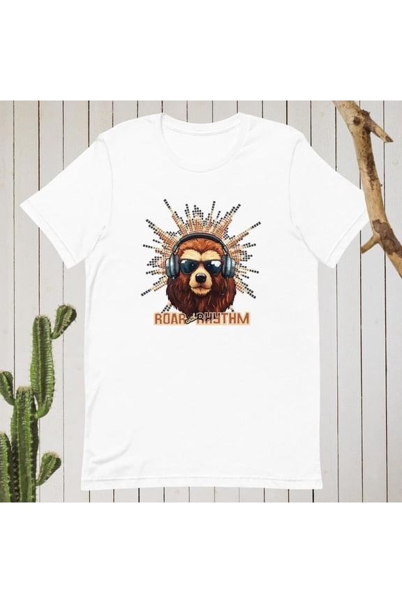 Roar With Rhythm Lion T-Shirt - Bold Lion Graphic Tee - Music Lover Shirt - Jungle King Top - Lion Lover Gift - Funky Animal Tee