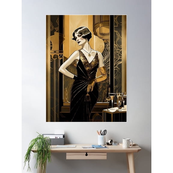 Roaring 1920'S Wall Art Deco - Art Deco Style Cocktail Poster Poster Wall Art, Modern Wall Decor For Living Room Bedroom, 12x18 UNFRAMED