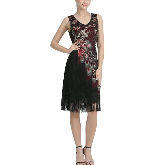 Roaring 20'S Evening Dresses 1920S Style Peacock Beaded Flapper
