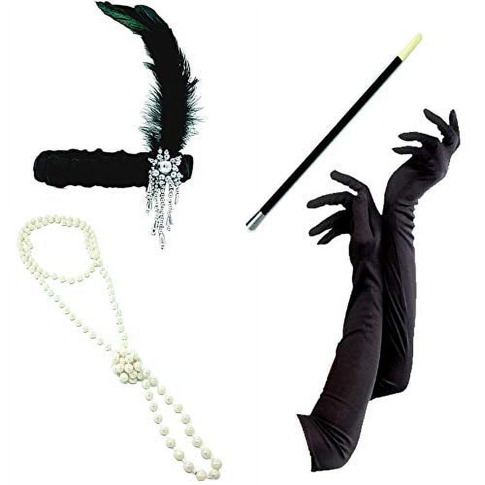Roaring 20's Flapper Accessories Set Headband,Gloves,Cigarette Holder