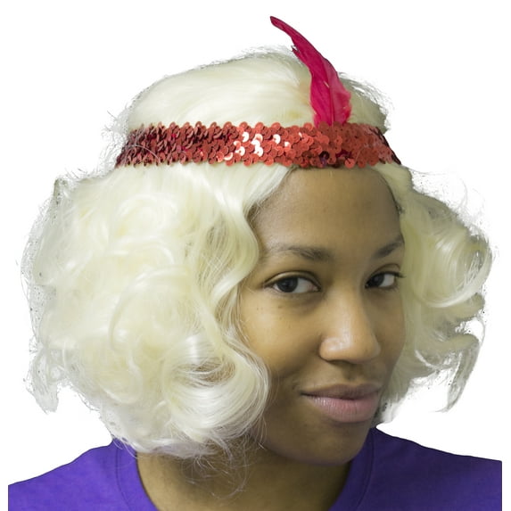 Roaring 20's Flirty Flapper Blonde Wig with Flapper Headband