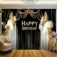 thumbnail image 1 of Roaring 20's Happy Birthday Backdrop Black and Golden Retro 1920s Birthday Photography Background White Gold Feathers Vintage Art Birthday Party Decorations Banner Supplies Photo Booth Props, 1 of 5