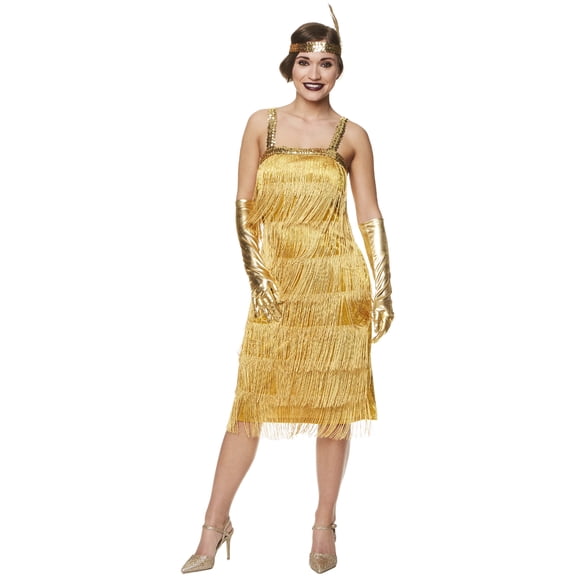 Roaring 20s 1920 Gold Flapper Dress Women's Costume X-Small 2-4