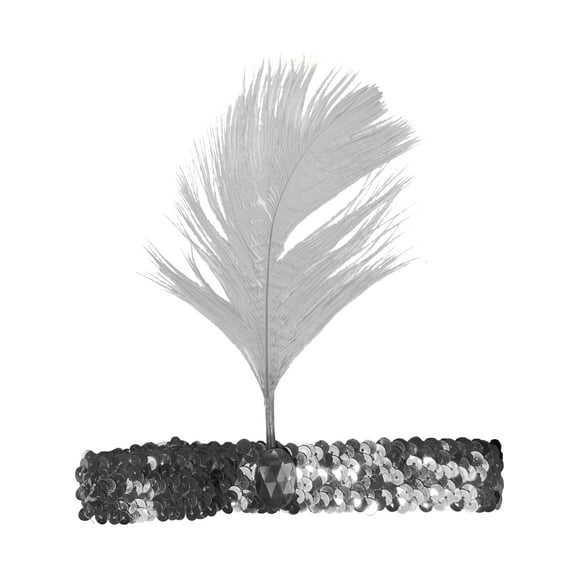 Roaring 20s Flapper Silver Sequin Headband Costume Accessory Set