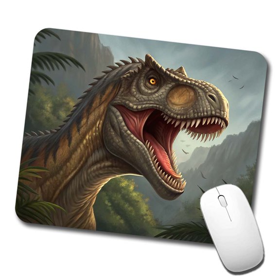 Roaring Allosaurus Dinosaur Mountains Mouse Pad Low Profile Gaming Mat