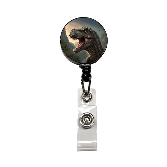 Roaring Allosaurus Dinosaur Retractable Reel ID Badge Key Card Name Tag Holder with Clip