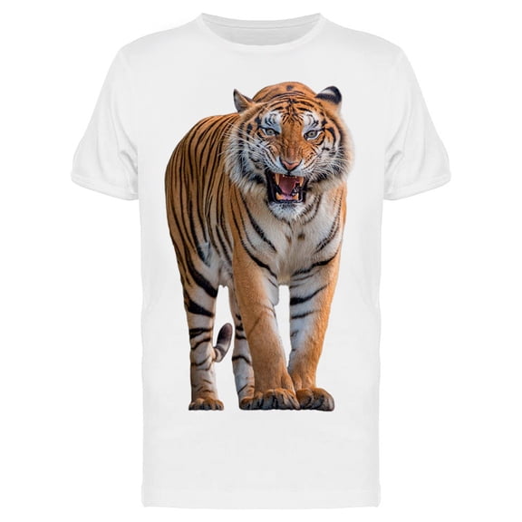 Roaring And Walking Bengal Tiger T-Shirt Men -Image by Shutterstock, Male 3X-Large