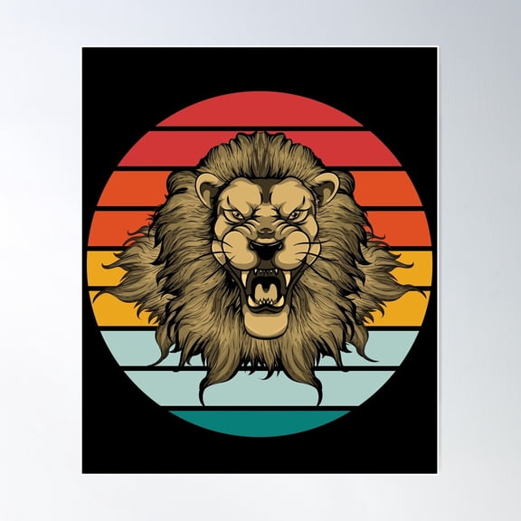 Roaring Animal Vintage Lion Poster Wall Art, Modern Wall Decor For Living Room Bedroom, 12x18 UNFRAMED