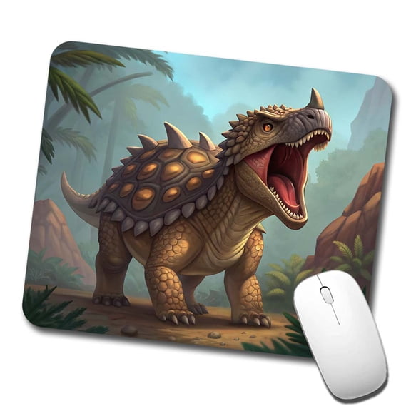 Roaring Ankylosaurus Dinosaur Mountains Mouse Pad Low Profile Gaming Mat