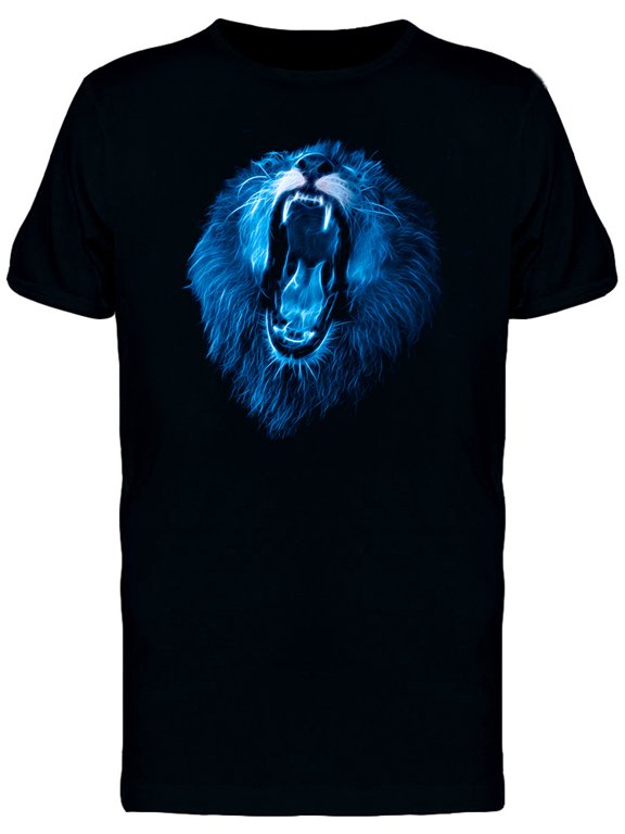 Roaring Blue Lion T-Shirt Men -Image by Shutterstock, Male XX-Large
