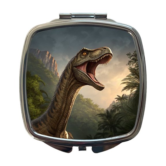 Roaring Brachiosaurus Dinosaur Forest Travel Makeup Handbag Purse Small Pocket Compact Mirror