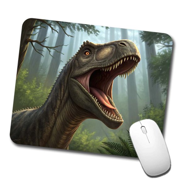 Roaring Brontosaurus Dinosaur Forest Mouse Pad Low Profile Gaming Mat