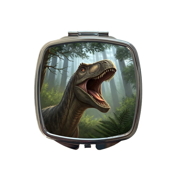 Roaring Brontosaurus Dinosaur Forest Travel Makeup Handbag Purse Small Pocket Compact Mirror