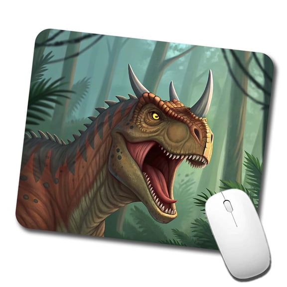 Roaring Carnotaurus Dinosaur Mouse Pad Low Profile Gaming Mat