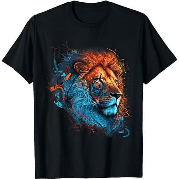 Roaring Colors - Lion Graphic Design with a Vibrant Twist T-Shirt