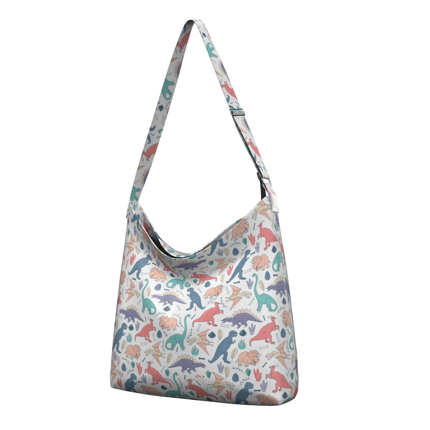 Roaring Dinosaur in Nature Crossbody Bag | Artistic Dinosaur Print Design | Lightweight Adjustable Strap Purse