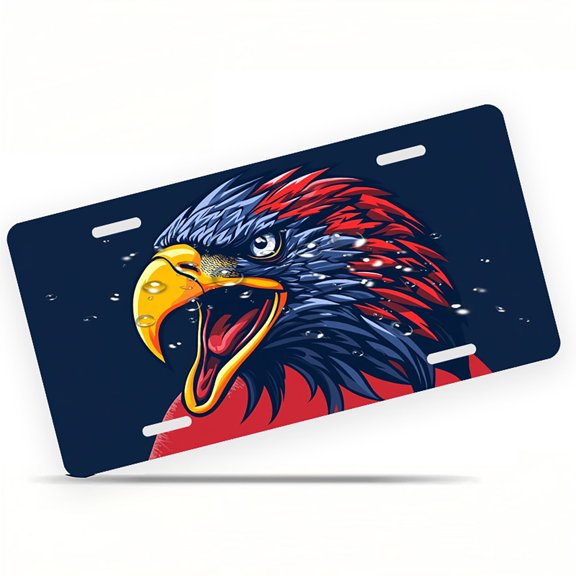 Roaring Eagle Portrait Funny Personalized License Plate Rust-proof Stainless Steel Metal License Plate Suitable For Men And Women 12.2" x 6.2"