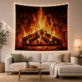thumbnail image 1 of Roaring Fire in a Dark Textured Fireplace, Cozy Digital Art for Home Owners, Fireside Home Decor, Housewarming Gift, Tapestry Wall Hanging for Living Room and Den, 1 of 7