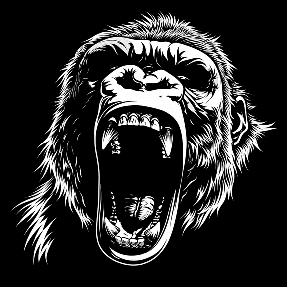 Roaring Gorilla Car Decal Sticker  Fierce Black & White Animal Vinyl Graphic for Cars, Trucks, Motorcycles, Laptops, and Helmets  Aggressive Wild Beast Art for Vehicle Customization & Tuning