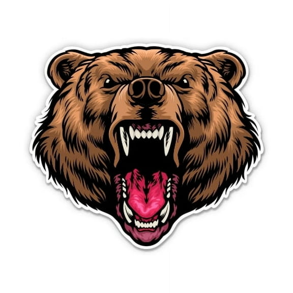 Roaring Grizzly Bear - 3" Vinyl Sticker - For Car Laptop Water Bottle Phone - Waterproof Decal