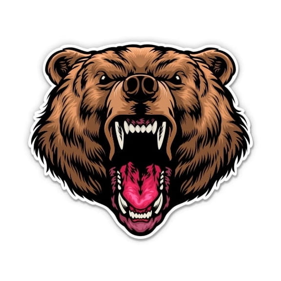 Roaring Grizzly Bear - 5" Vinyl Sticker - For Car Laptop I-Pad - Waterproof Decal