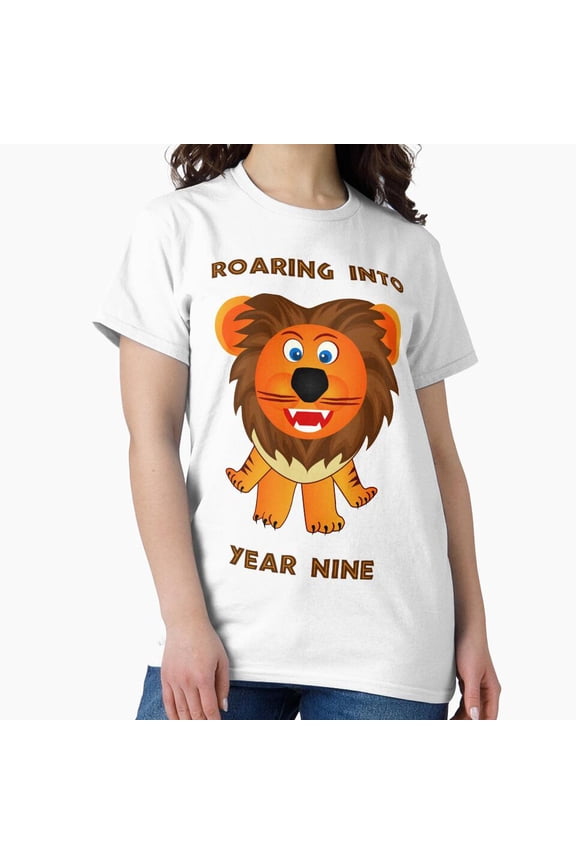 Roaring Into Year Nine Cartoon Lion T-Shirt