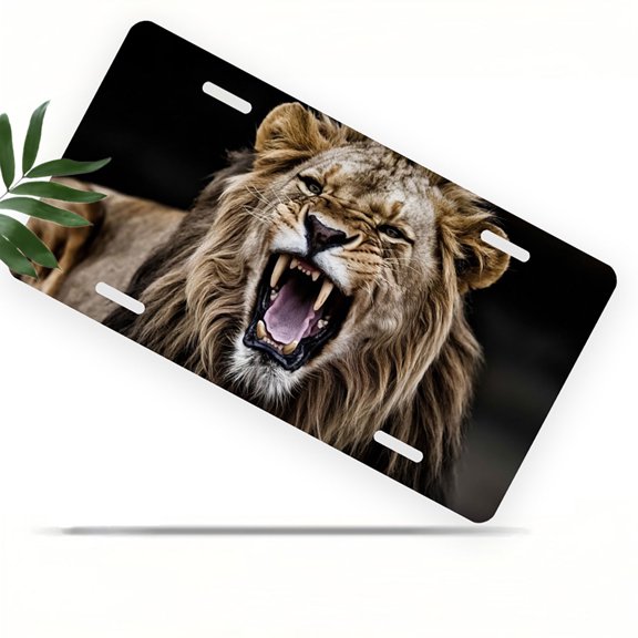 Roaring Lion Funny Personalized License Plate Rust-proof Stainless Steel Metal License Plate Suitable For Men And Women 12.2" x 6.2"