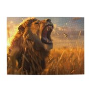 Roaring Lion Golden Field 500-Piece Wooden Jigsaw Puzzle for Adults, Fun & Challenging Family Brain-Teaser, Perfect Home Decor & Gift