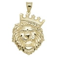 thumbnail image 1 of Diamond-Cut Roaring Lion Head Crown Pendant Unisex Adult 10K Yellow Gold, 10.67 Gr - GOLDUM NYC, 1 of 3