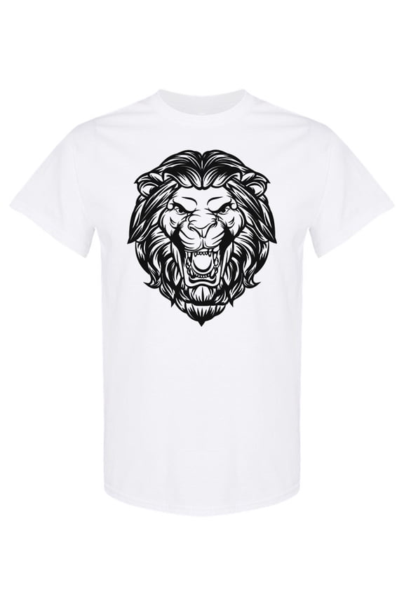 Roaring Lion Head Design T-Shirt Men -Image by Shutterstock, Male Small