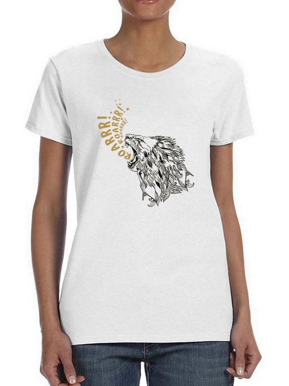 Roaring Lion Printing Shaped T-Shirt Women -Image by Shutterstock, Female Medium