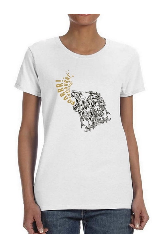 Roaring Lion Printing Shaped T-Shirt Women -Image by Shutterstock, Female Small
