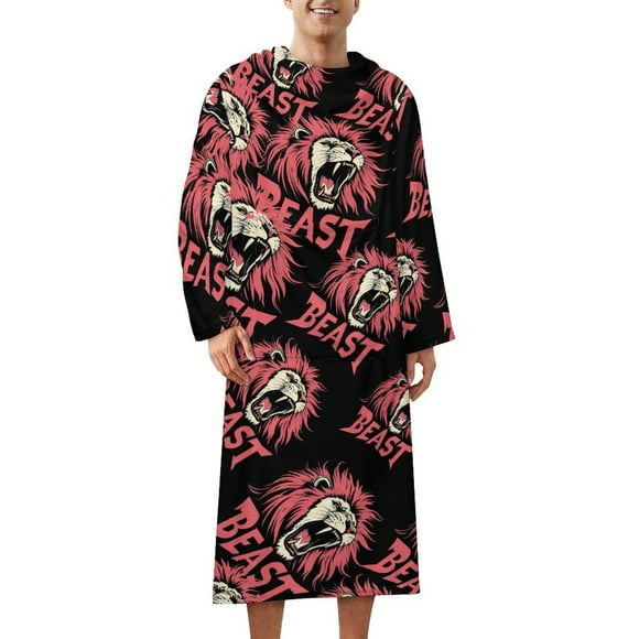 Roaring Lion Wearable Blanket with Sleeves and Pocket Comfy Flannel Fleece Snuggy Wrap Throws Blankets Robe 152x65cm