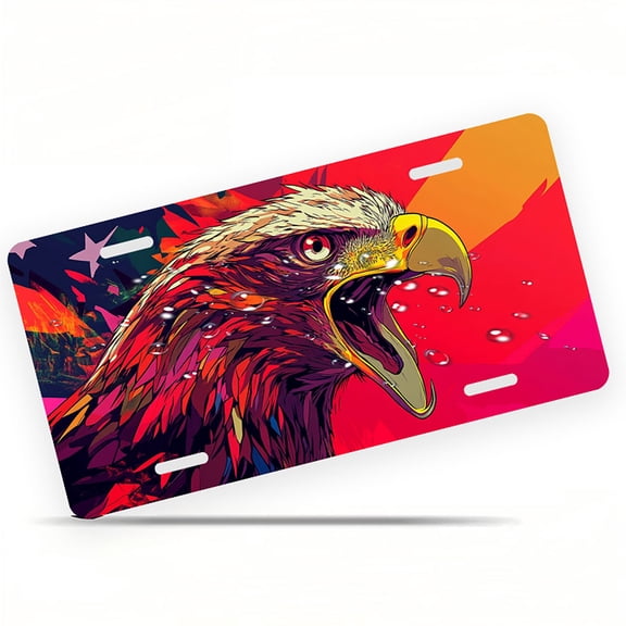 Roaring Patriotic Eagle Funny Personalized License Plate Rust-proof Stainless Steel Metal License Plate Suitable For Men And Women 12.2" x 6.2"