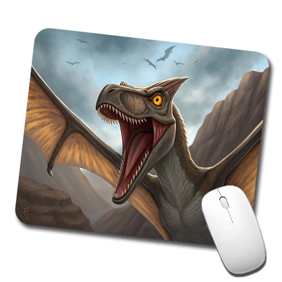 Roaring Pterodactylus Dinosaur Flying Mouse Pad Low Profile Gaming Mat