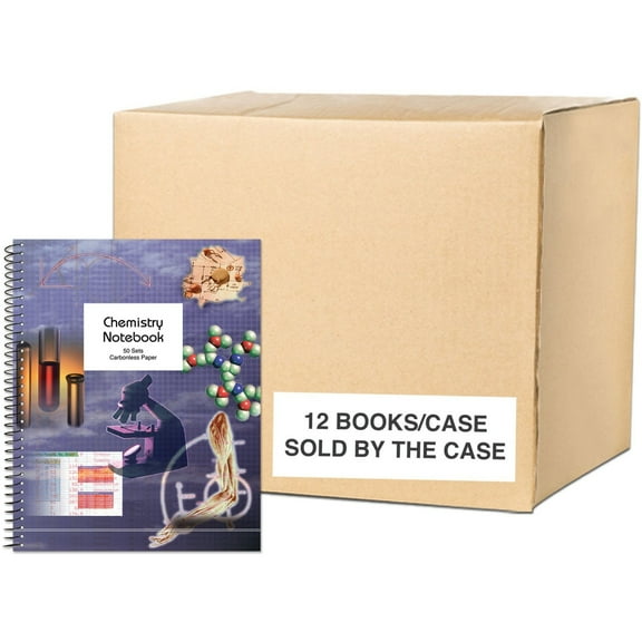 Roaring Spring 4x4 Graph Ruled Spiral Chemistry Lab Notebook with Carbonless Sets, 1 Case (12 Total), 11" x 8.5" 50 Sets, White/Blue Pages