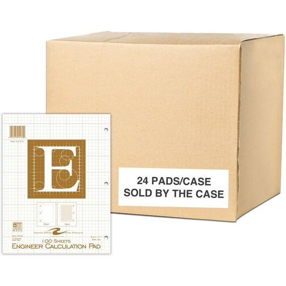 Roaring Spring 5x5 Grid Engineering Pad, 1 Case (24 Total), 15# Buff, 3 Hole Punched, 8.5" x 11" 100 Sheets, Buff Paper